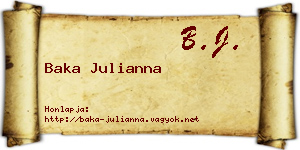 Baka Julianna névjegykártya